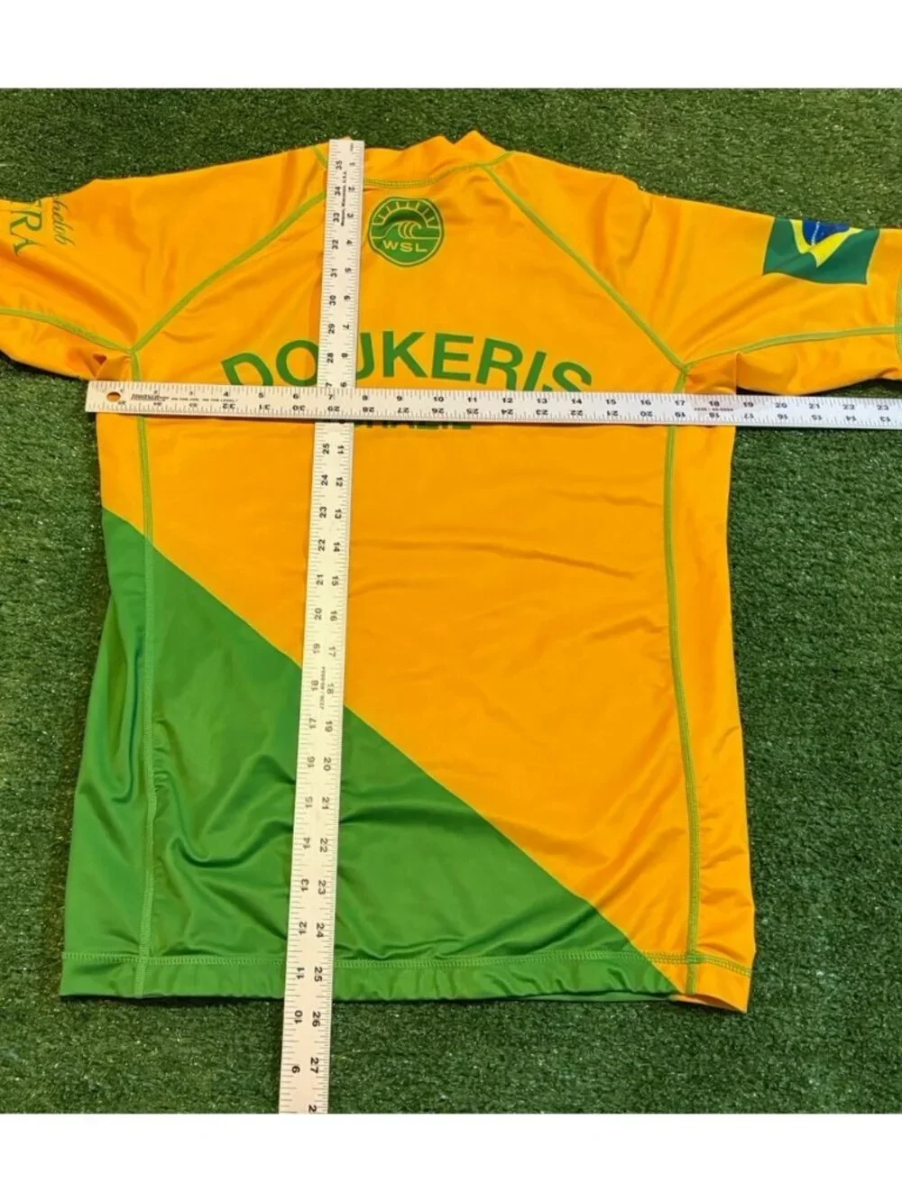 World Surf League jersey mens large yellow green brazil rash guard authentic